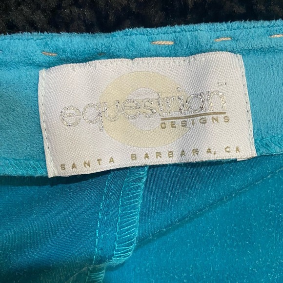 90's Vintage Aqua Faux Suede Wrap Skirt by Equestrian Design - Picture 8 of 9